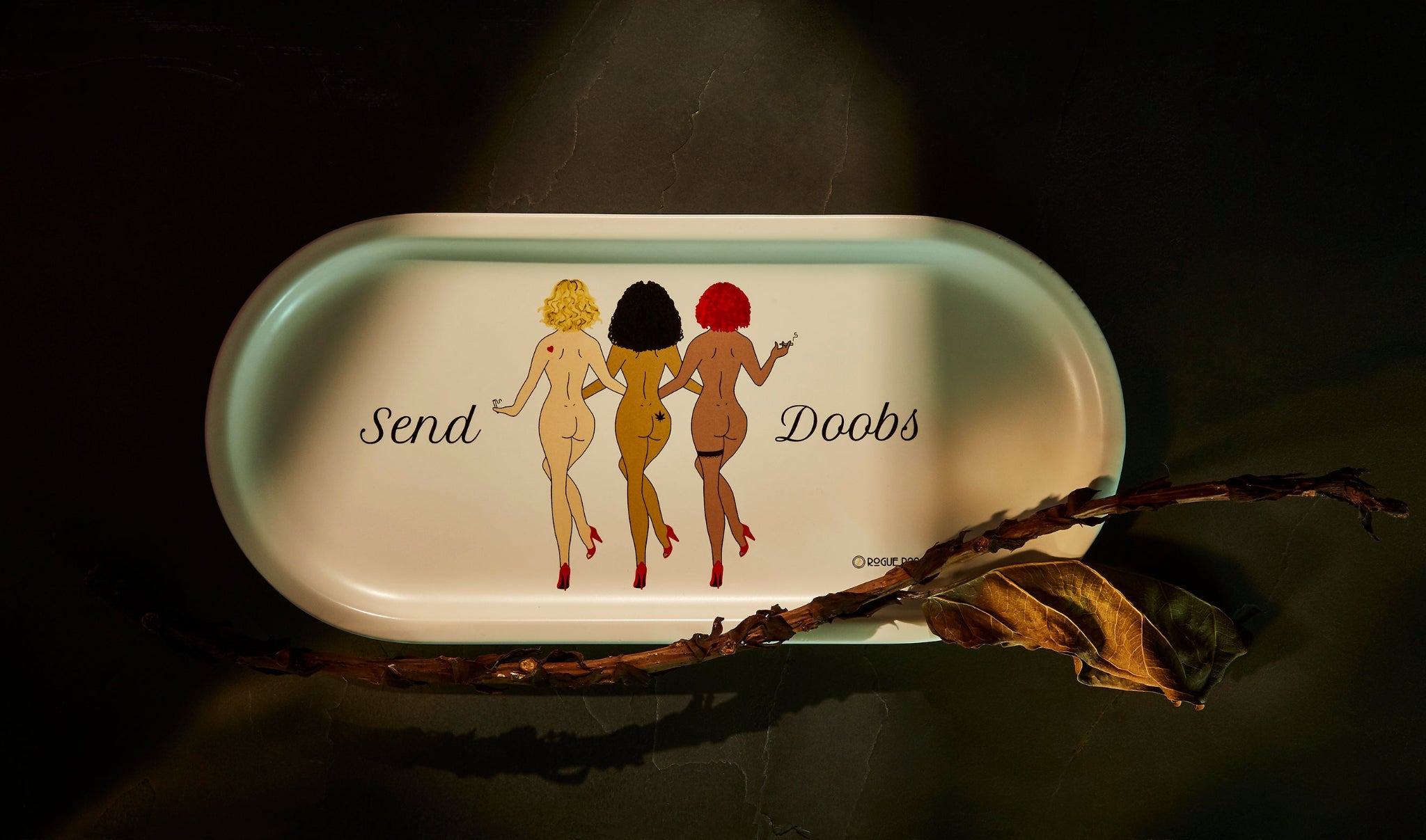 Send Doobs porcelain tray can be styled as an elegant home accessory; functional decor that transitions effortlessly from a joint rolling station to a chic entryway organizer."