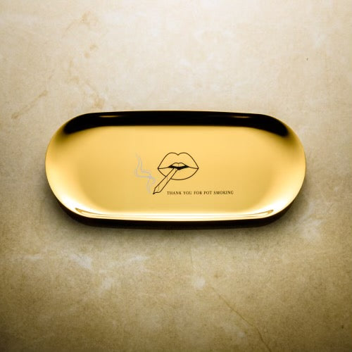 Thank You for Pot Smoking stainless steel luxury rolling tray. This tray is perfect for travel as it is made of durable stainless steel.